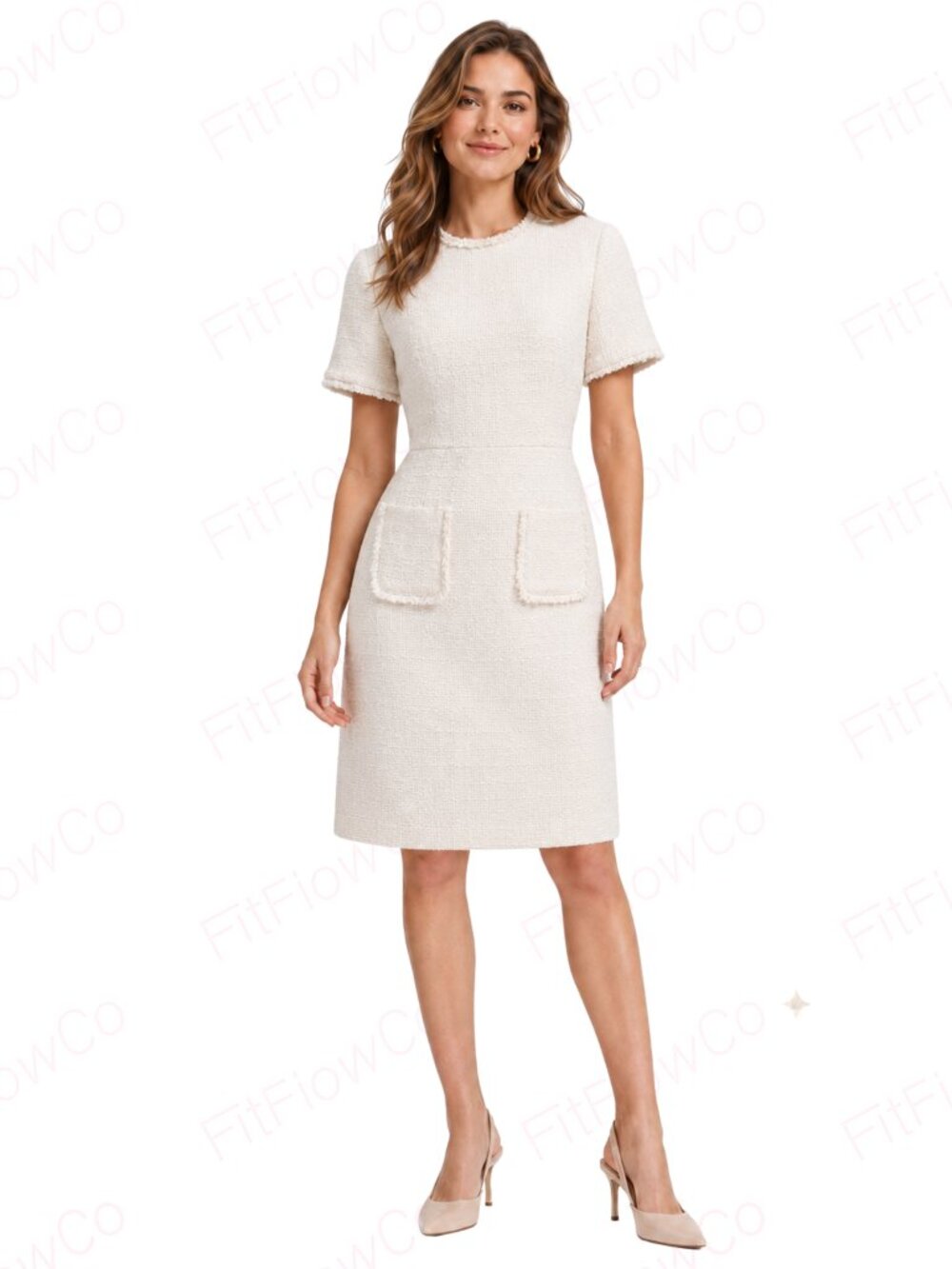 Brooks Brothers Ivory Metallic Tweed Fringe Sheath Dress Size 4 NWT